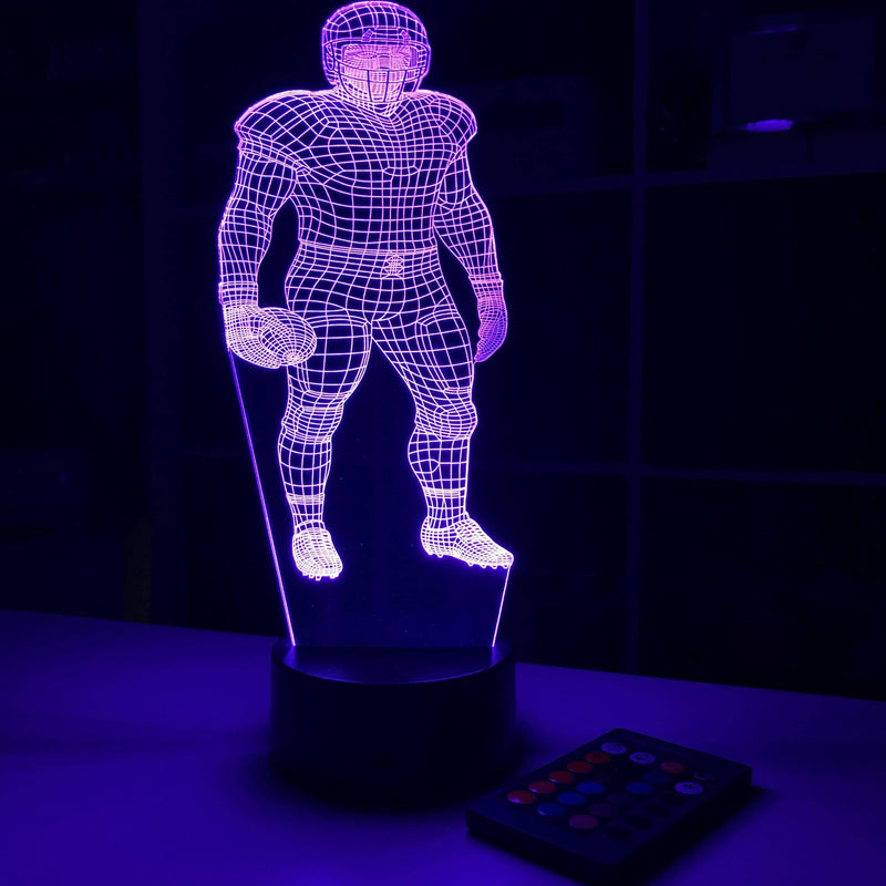 Football Player Personalized  - 3D Optical Illusion Lamp - carve-craftworks-llc