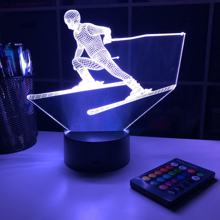 Skier - 3D Optical Illusion Lamp - carve-craftworks-llc