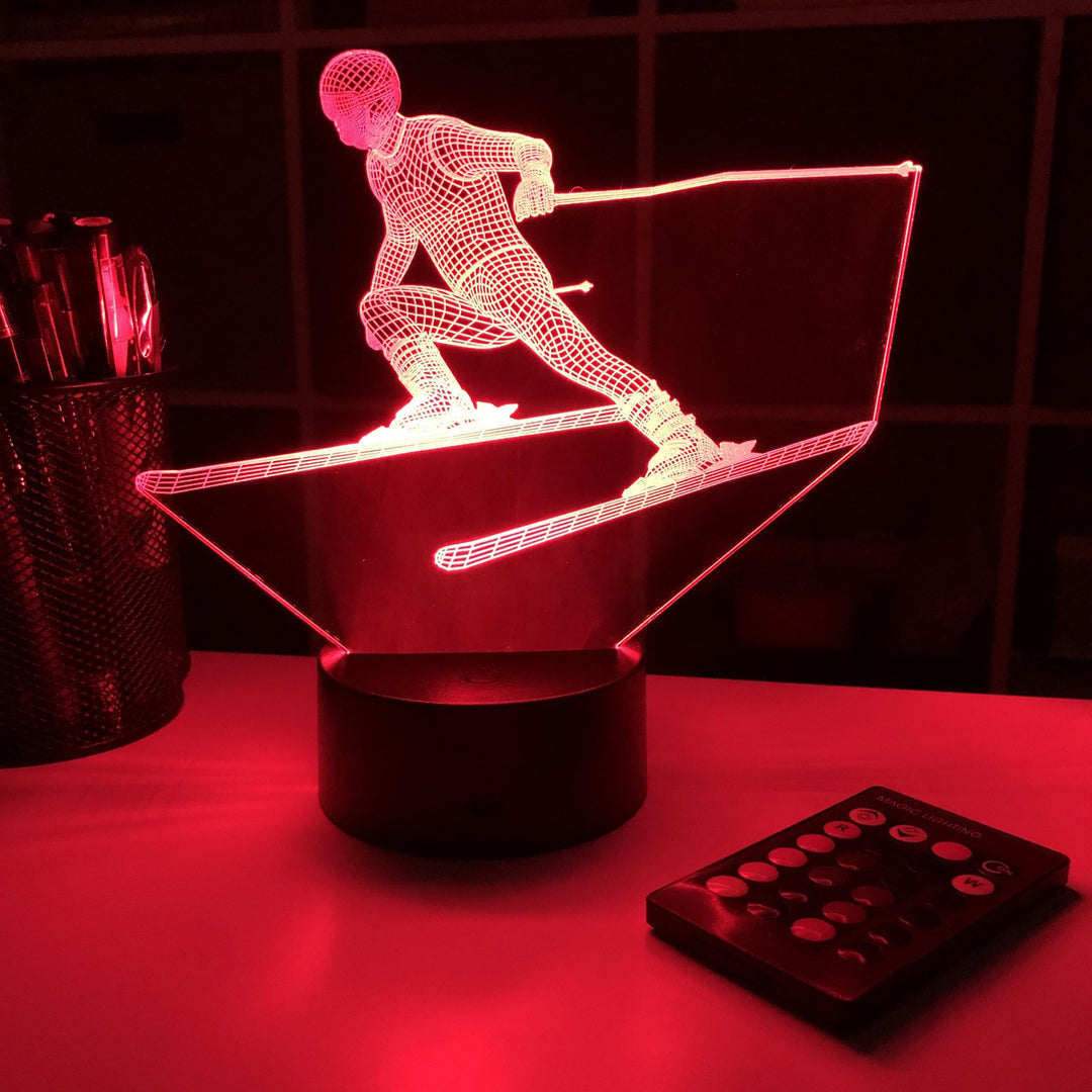 Skier - 3D Optical Illusion Lamp - carve-craftworks-llc