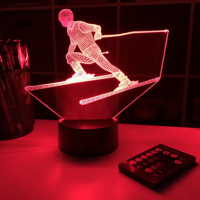 Skier - 3D Optical Illusion Lamp - carve-craftworks-llc