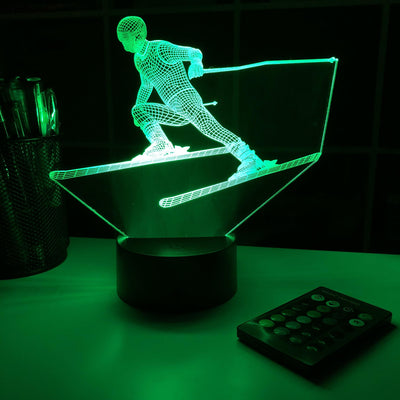 Skier - 3D Optical Illusion Lamp - carve-craftworks-llc