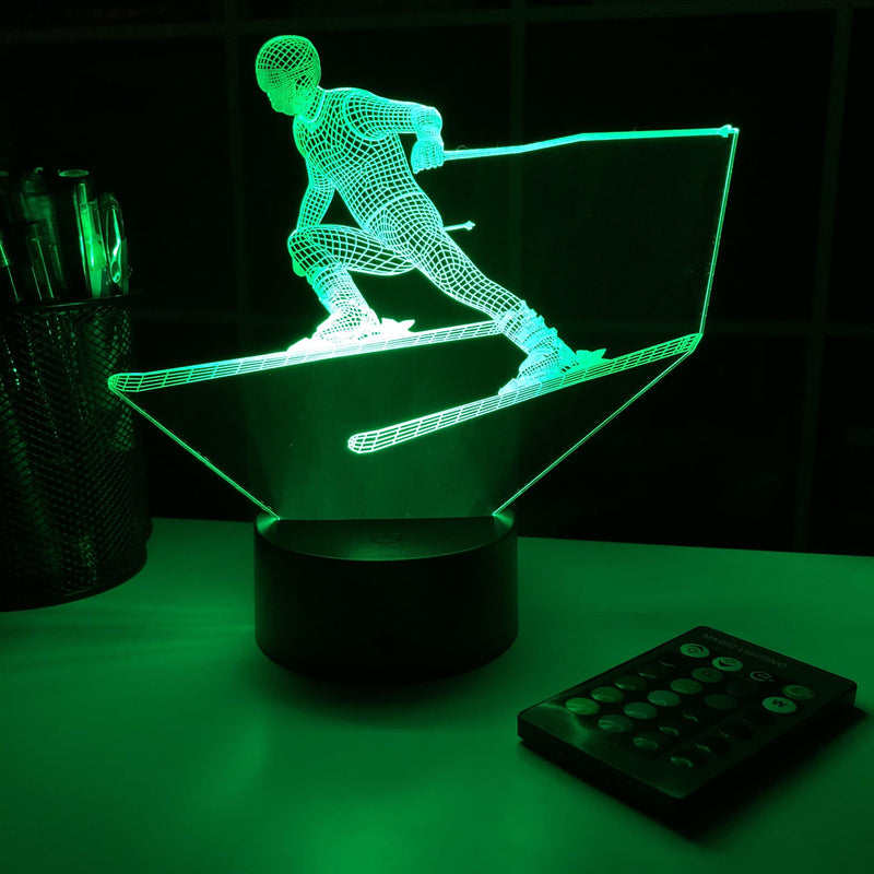Skier - 3D Optical Illusion Lamp - carve-craftworks-llc