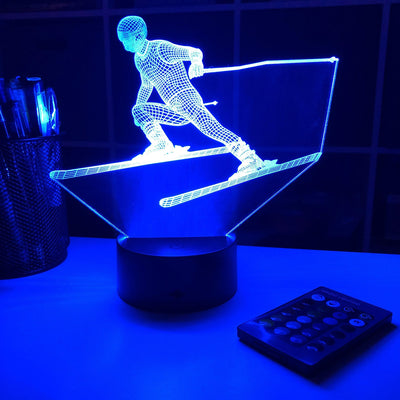 Skier - 3D Optical Illusion Lamp - carve-craftworks-llc
