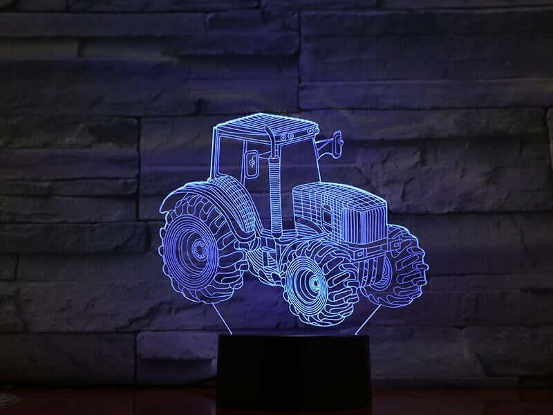 Farm Tractor - 3D Optical Illusion Lamp - carve-craftworks-llc