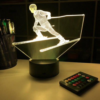 Skier - 3D Optical Illusion Lamp - carve-craftworks-llc