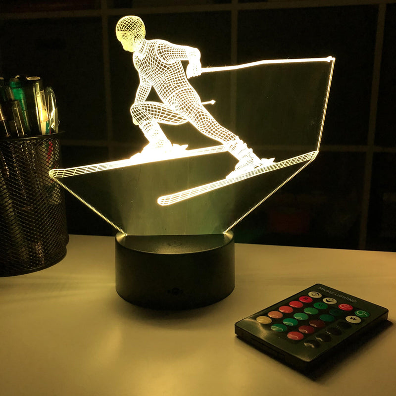 Skier - 3D Optical Illusion Lamp - carve-craftworks-llc