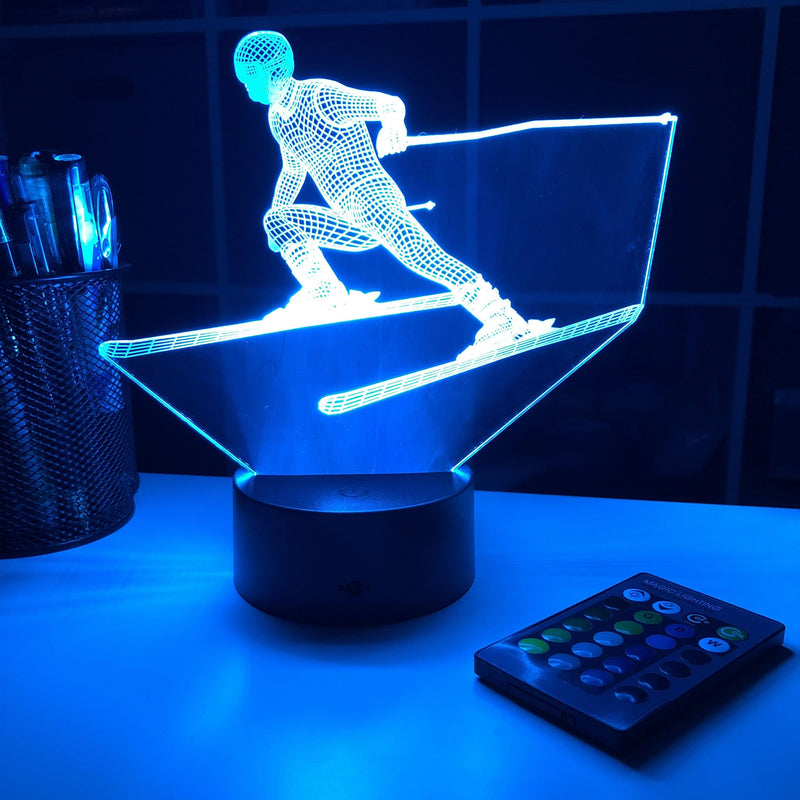 Skier - 3D Optical Illusion Lamp - carve-craftworks-llc