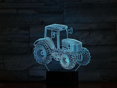 Farm Tractor - 3D Optical Illusion Lamp - carve-craftworks-llc