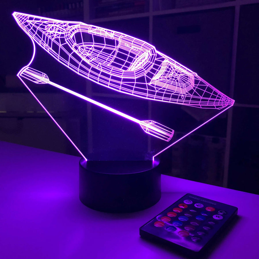 Kayak and Paddle - 3D Optical Lamp Night Light - carve-craftworks-llc