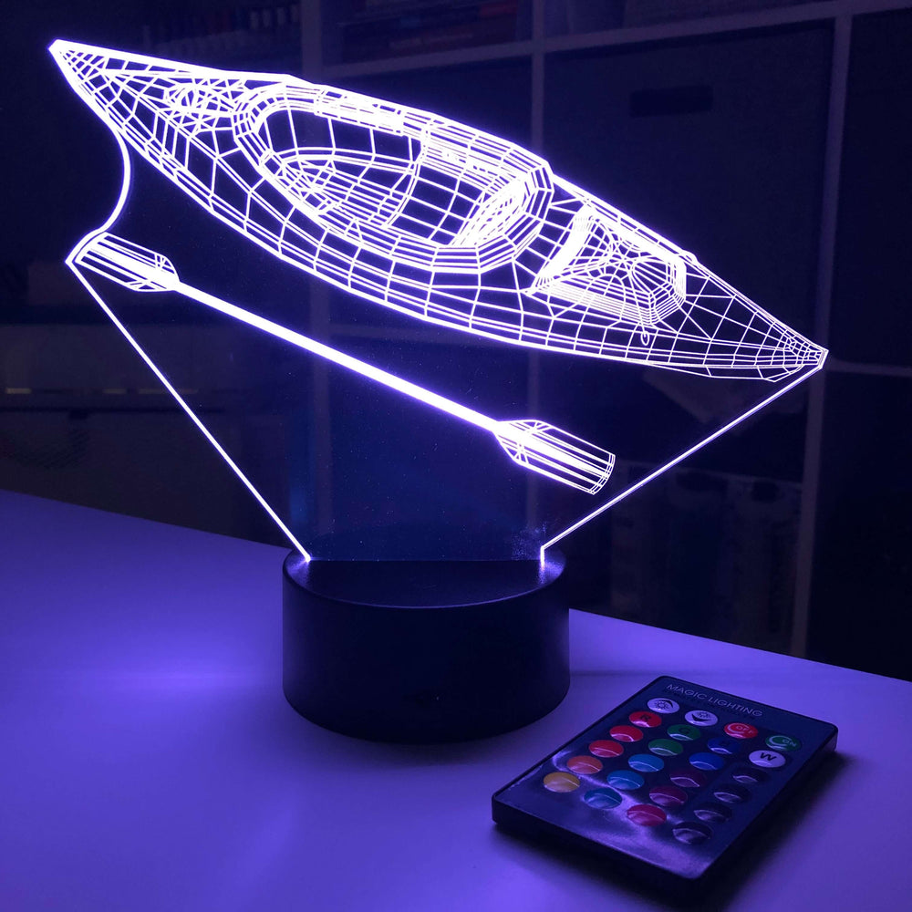Kayak and Paddle - 3D Optical Lamp Night Light - carve-craftworks-llc