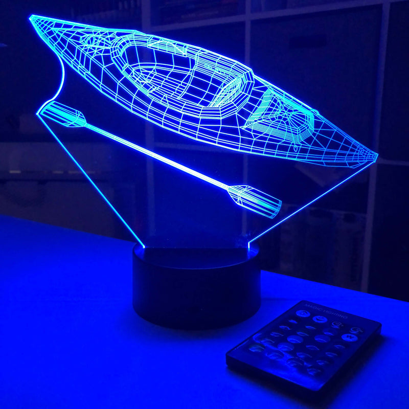 Kayak and Paddle - 3D Optical Lamp Night Light - carve-craftworks-llc