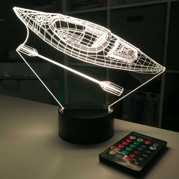 Kayak and Paddle - 3D Optical Lamp Night Light - carve-craftworks-llc