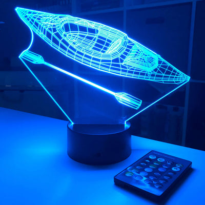 Kayak and Paddle - 3D Optical Lamp Night Light - carve-craftworks-llc