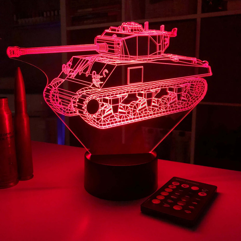 M4 Sherman Tank - 3D Optical Illusion Lamp - carve-craftworks-llc