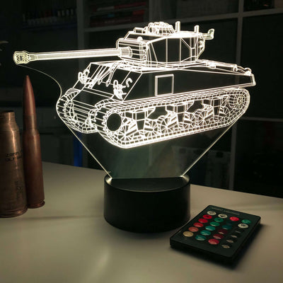 M4 Sherman Tank - 3D Optical Illusion Lamp - carve-craftworks-llc