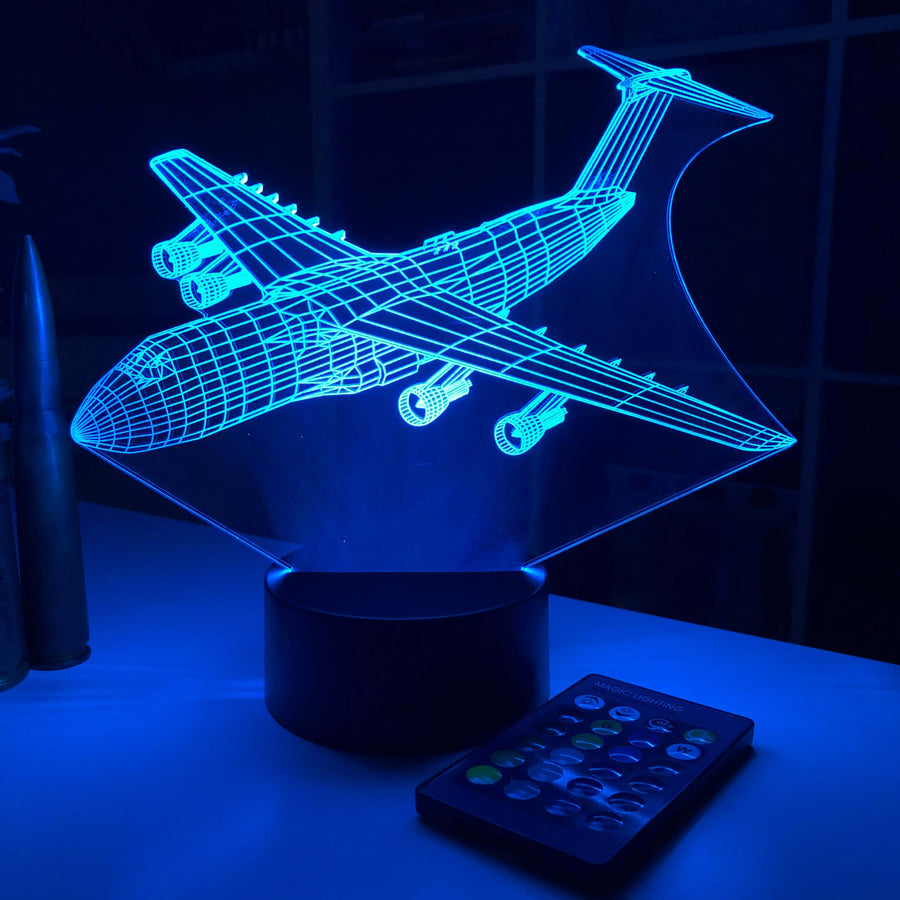 C-5 Transport Plane - 3D Optical Illusion Lamp - carve-craftworks-llc