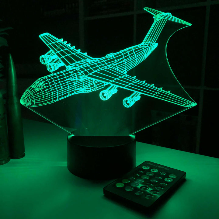 C-5 Transport Plane - 3D Optical Illusion Lamp - carve-craftworks-llc