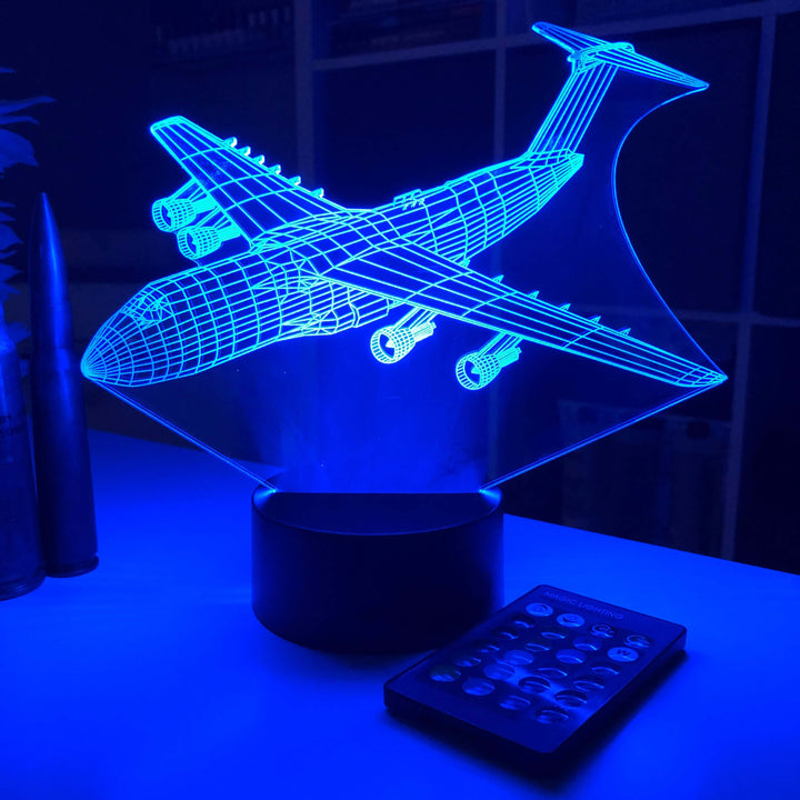 C-5 Transport Plane - 3D Optical Illusion Lamp - carve-craftworks-llc