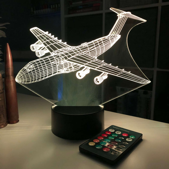 C-5 Transport Plane - 3D Optical Illusion Lamp - carve-craftworks-llc