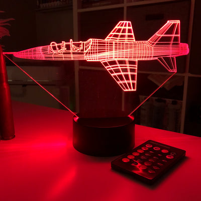 T-38 Talon - 3D Optical Illusion Lamp - carve-craftworks-llc