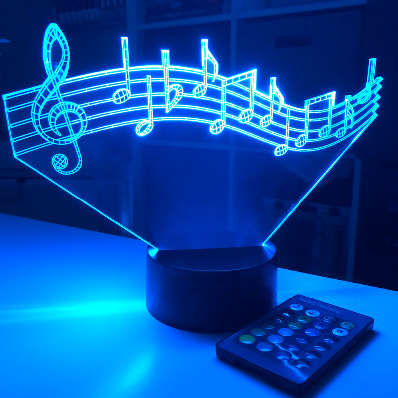 Musical Note - 3D Optical Lamp Night Light - carve-craftworks-llc