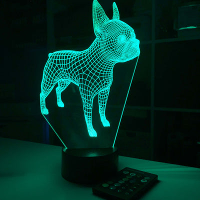 Boston Terrier Dog  - Animal - 3D Optical Illusion Lamp - carve-craftworks-llc
