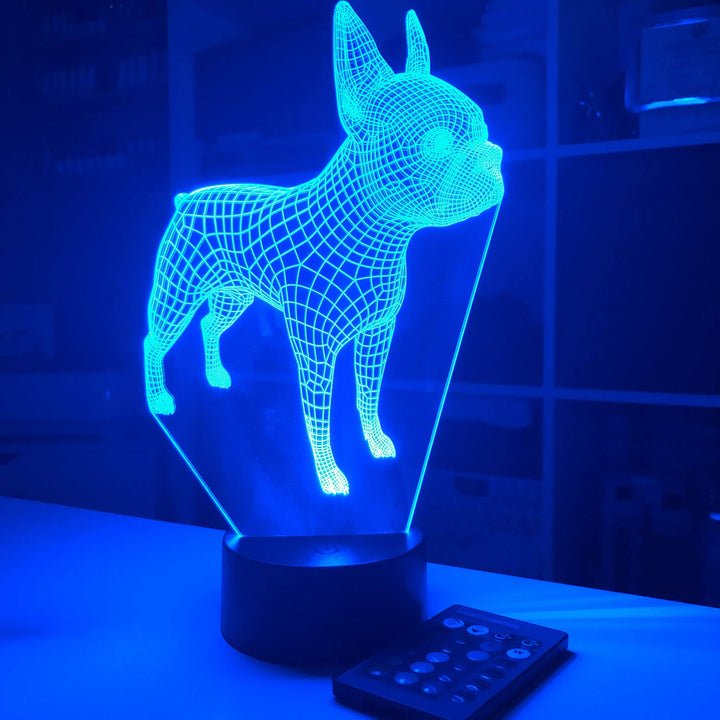 Boston Terrier Dog  - Animal - 3D Optical Illusion Lamp - carve-craftworks-llc