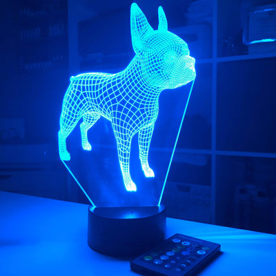 Boston Terrier Dog  - Animal - 3D Optical Illusion Lamp - carve-craftworks-llc