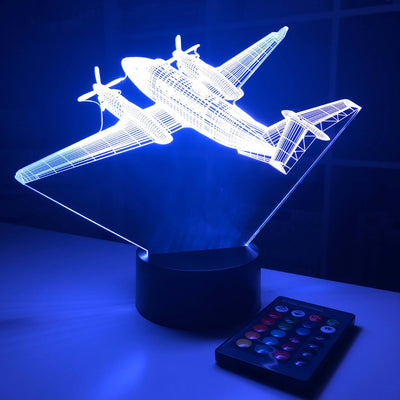 MC-12 Liberty Plane - 3D Optical Illusion Lamp - carve-craftworks-llc