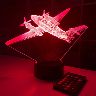 MC-12 Liberty Plane - 3D Optical Illusion Lamp - carve-craftworks-llc