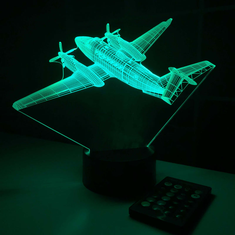 MC-12 Liberty Plane - 3D Optical Illusion Lamp - carve-craftworks-llc