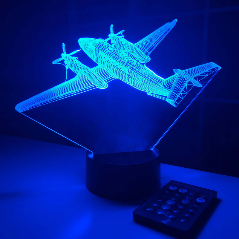 MC-12 Liberty Plane - 3D Optical Illusion Lamp - carve-craftworks-llc