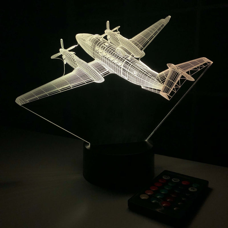 MC-12 Liberty Plane - 3D Optical Illusion Lamp - carve-craftworks-llc
