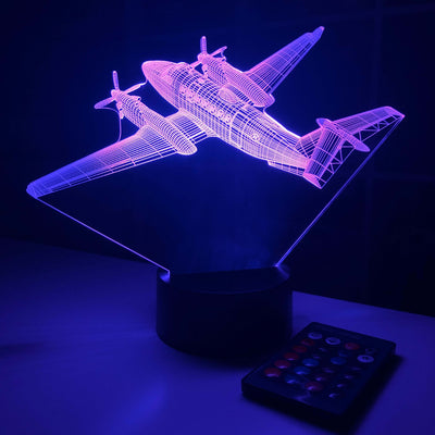 MC-12 Liberty Plane - 3D Optical Illusion Lamp - carve-craftworks-llc