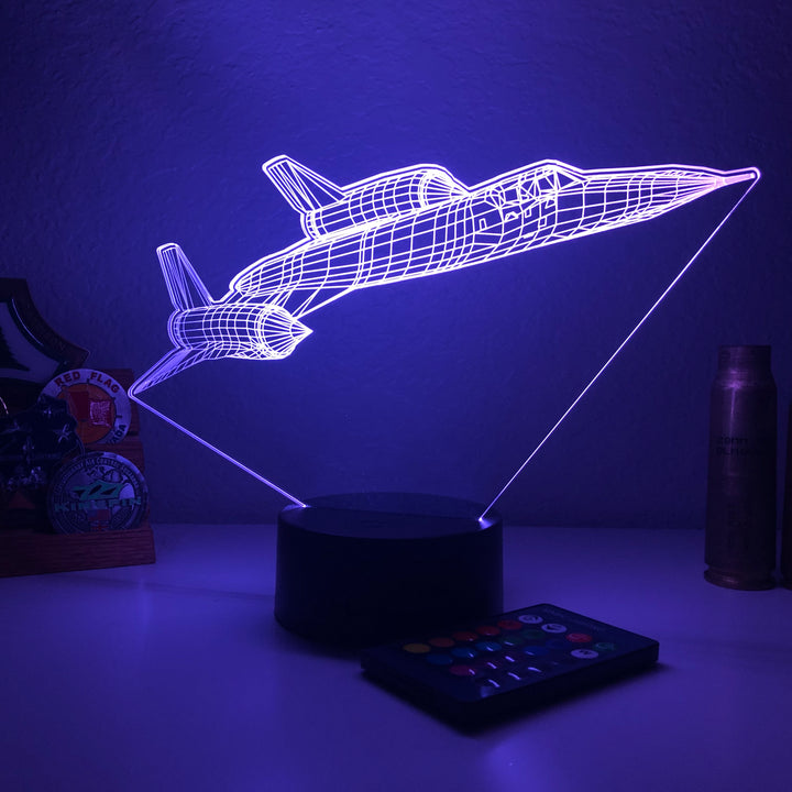 SR-71 Blackbird Jet v2 - 3D Optical Illusion Lamp - carve-craftworks-llc