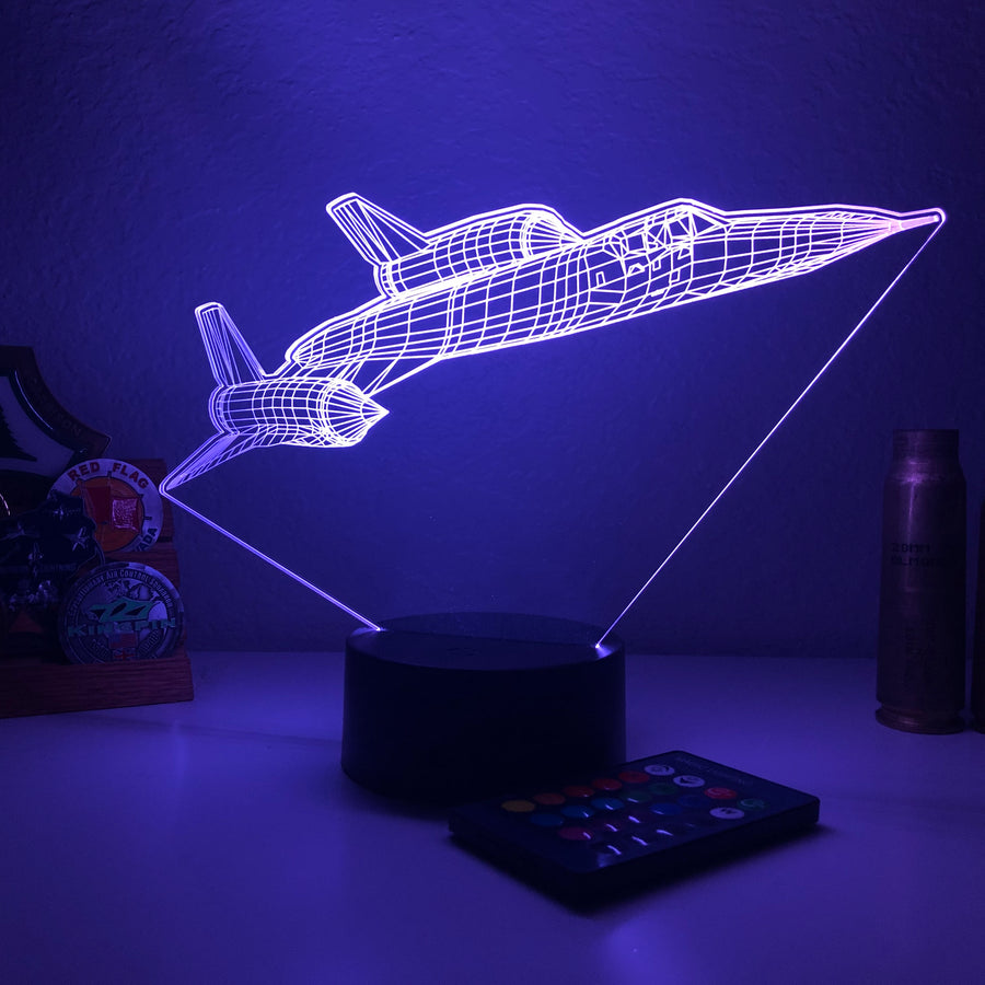 SR-71 Blackbird Jet v2 - 3D Optical Illusion Lamp - carve-craftworks-llc