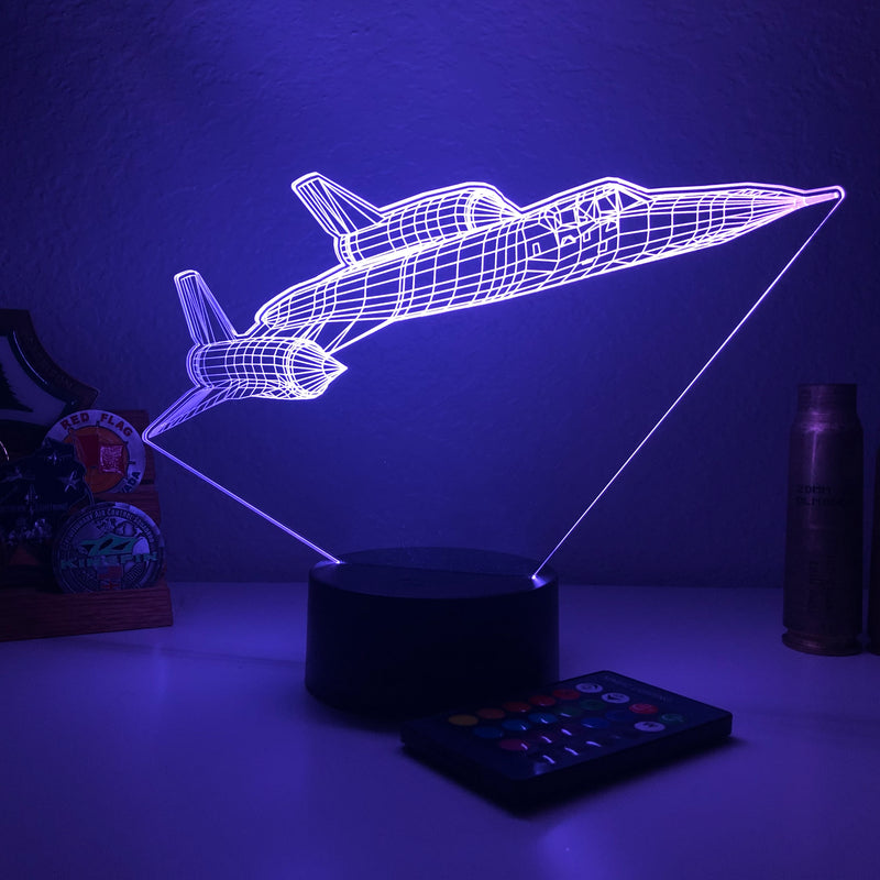 SR-71 Blackbird Jet v2 - 3D Optical Illusion Lamp - carve-craftworks-llc