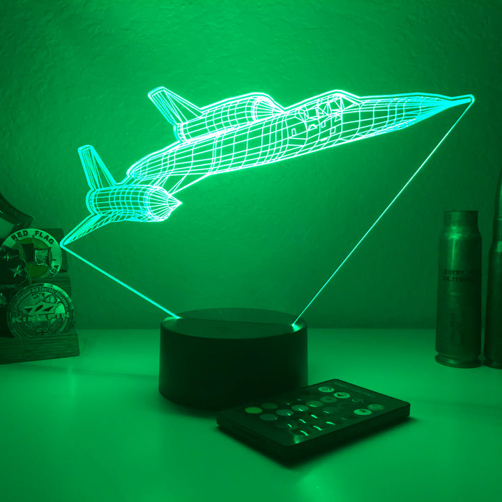 SR-71 Blackbird Jet v2 - 3D Optical Illusion Lamp - carve-craftworks-llc