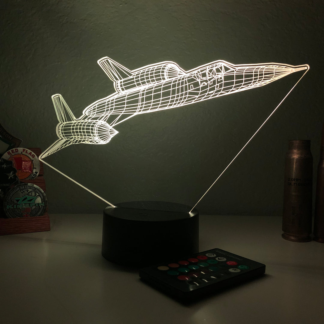 SR-71 Blackbird Jet v2 - 3D Optical Illusion Lamp - carve-craftworks-llc