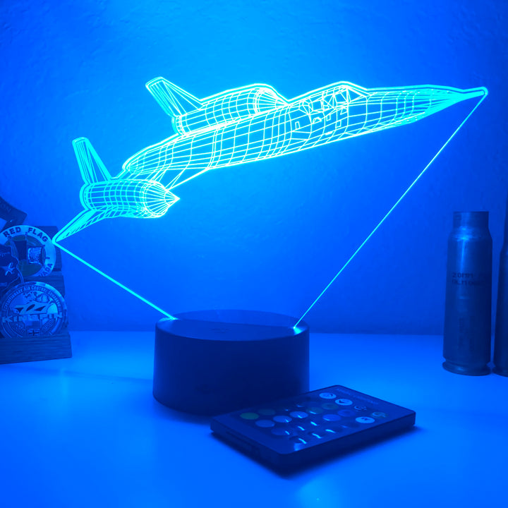SR-71 Blackbird Jet v2 - 3D Optical Illusion Lamp - carve-craftworks-llc