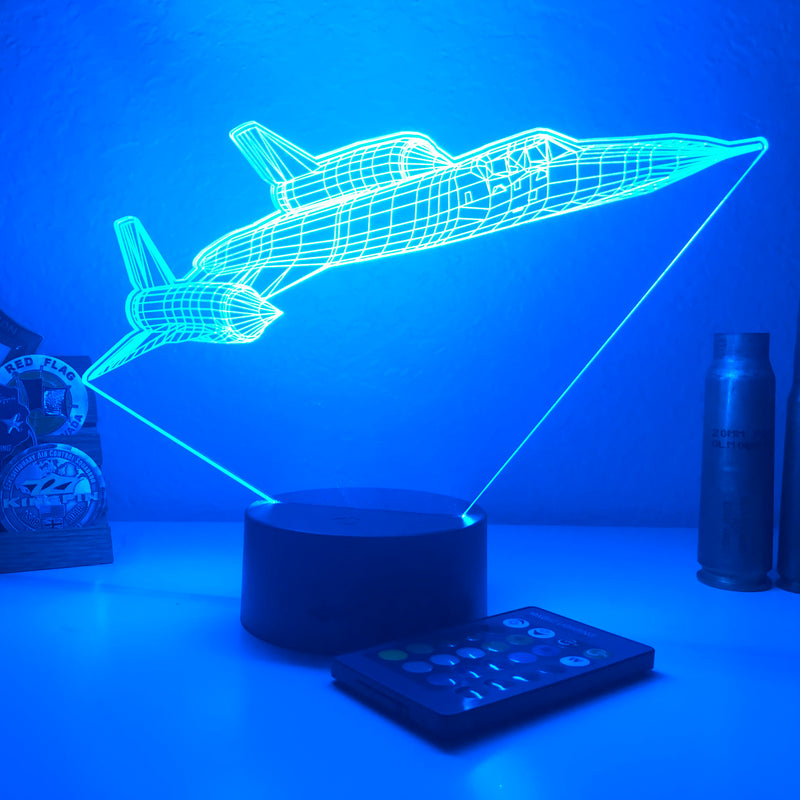 SR-71 Blackbird Jet v2 - 3D Optical Illusion Lamp - carve-craftworks-llc