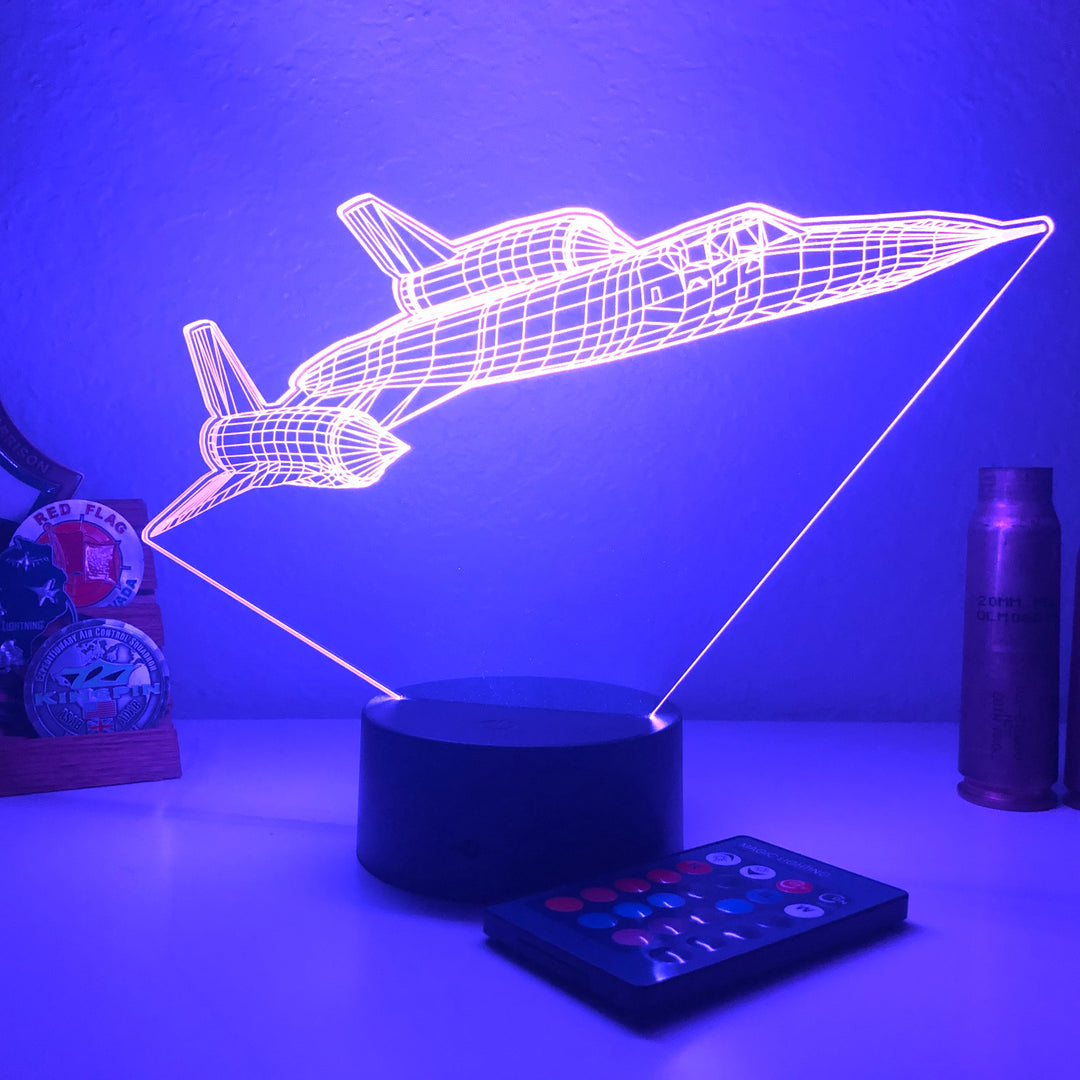 SR-71 Blackbird Jet v2 - 3D Optical Illusion Lamp - carve-craftworks-llc