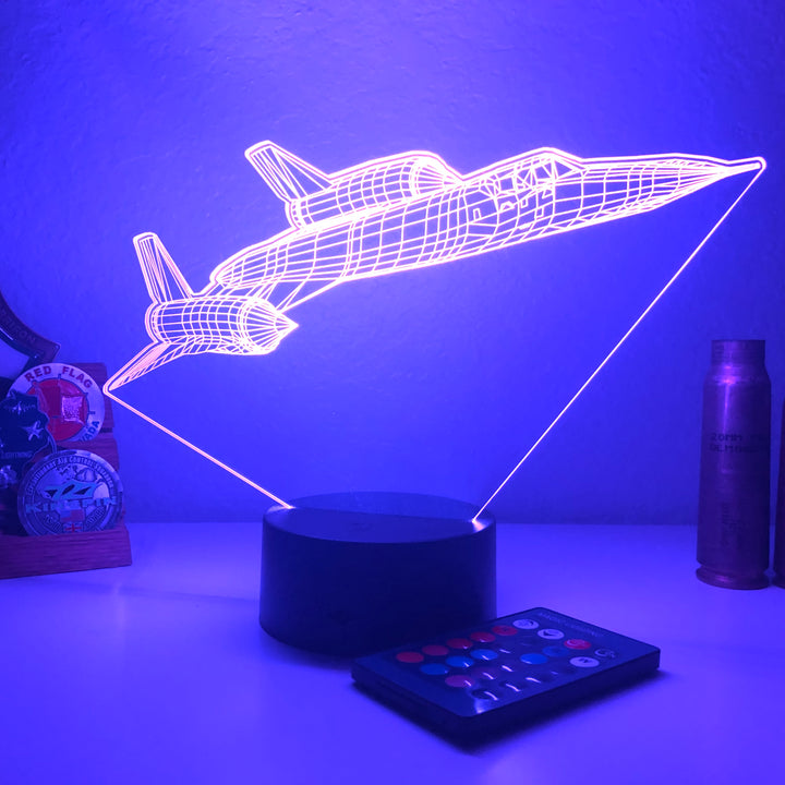 SR-71 Blackbird Jet v2 - 3D Optical Illusion Lamp - carve-craftworks-llc