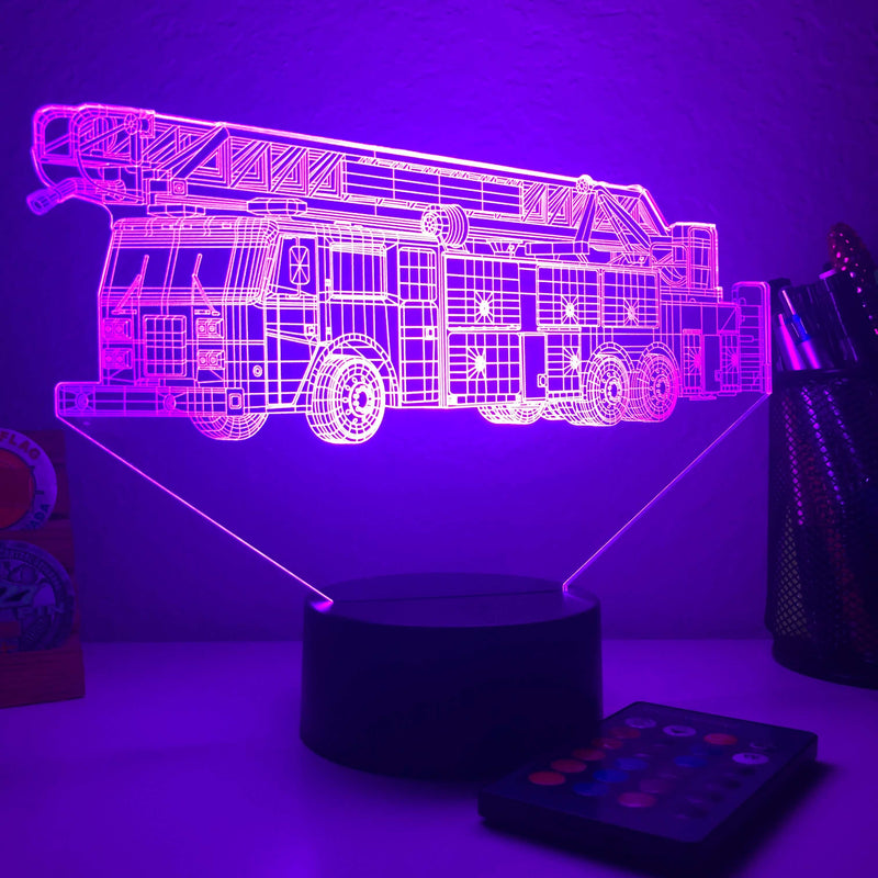 Firetruck v2 - 3D Optical Illusion Lamp - carve-craftworks-llc