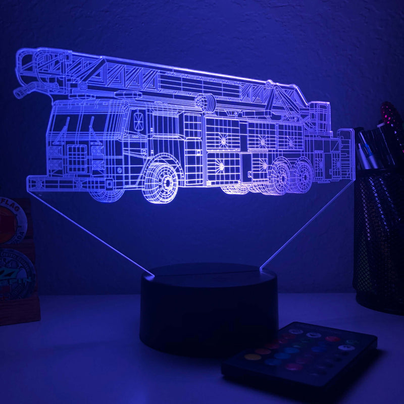 Firetruck v2 - 3D Optical Illusion Lamp - carve-craftworks-llc