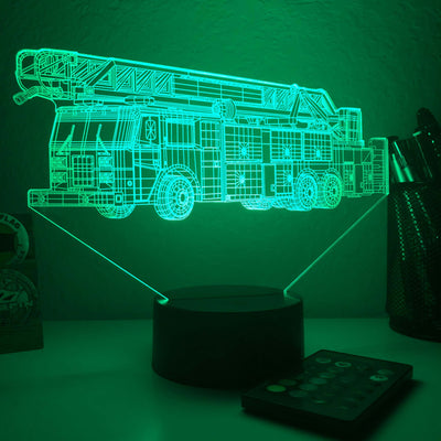 Firetruck v2 - 3D Optical Illusion Lamp - carve-craftworks-llc