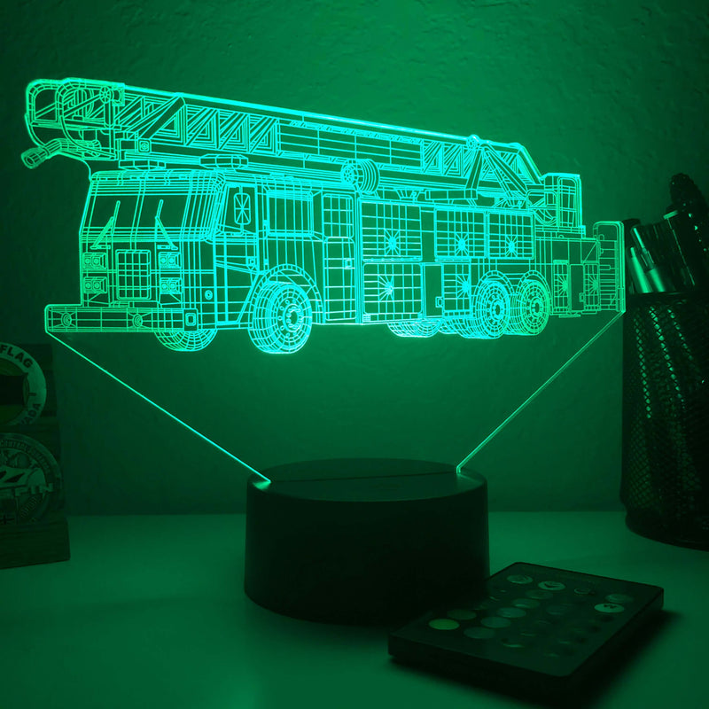 Firetruck v2 - 3D Optical Illusion Lamp - carve-craftworks-llc