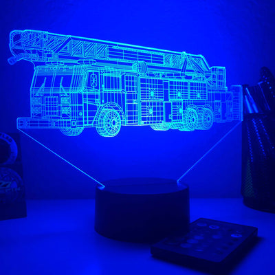 Firetruck v2 - 3D Optical Illusion Lamp - carve-craftworks-llc
