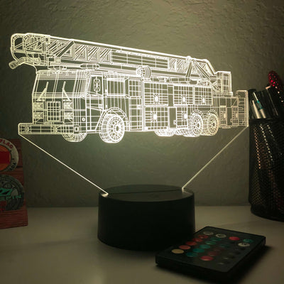 Firetruck v2 - 3D Optical Illusion Lamp - carve-craftworks-llc
