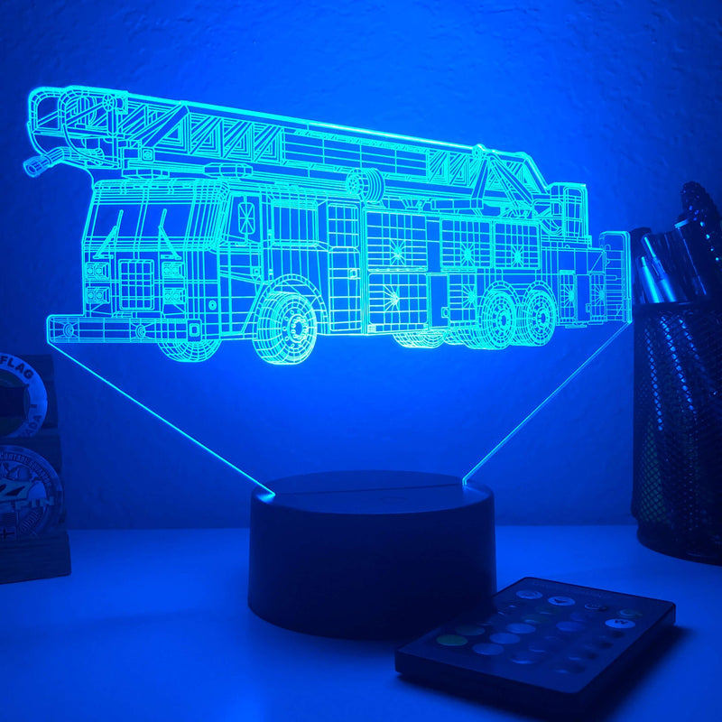 Firetruck v2 - 3D Optical Illusion Lamp - carve-craftworks-llc